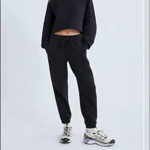 TNA Aritzia Sweatfleece Cozy Fleece Boyfriend Fit Sweatpants in Small Mid Rise